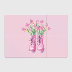 Магнитный плакат 3Х2 с принтом Розовый цветы в ботинках в Тюмени, Полимерный материал с магнитным слоем | 6 деталей размером 9*9 см | 