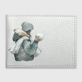 Обложка для студенческого билета с принтом Девушка со снежком в Курске, натуральная кожа | Размер: 11*8 см; Печать на всей внешней стороне | Тематика изображения на принте: 