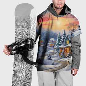 Накидка на куртку 3D с принтом Зимнее  волшебство , 100% полиэстер |  | Тематика изображения на принте: 