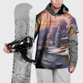 Накидка на куртку 3D с принтом Зима в  городе в Кировске, 100% полиэстер |  | Тематика изображения на принте: 