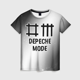 Женская футболка 3D с принтом Depeche Mode glitch на светлом фоне , 100% полиэфир ( синтетическое хлопкоподобное полотно) | прямой крой, круглый вырез горловины, длина до линии бедер | 