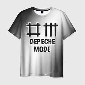 Мужская футболка 3D с принтом Depeche Mode glitch на светлом фоне в Тюмени, 100% полиэфир | прямой крой, круглый вырез горловины, длина до линии бедер | Тематика изображения на принте: 
