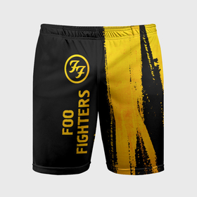 Мужские шорты спортивные с принтом Foo Fighters   gold gradient по вертикали в Тюмени,  |  | Тематика изображения на принте: 