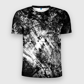 Мужская футболка 3D Slim с принтом Зимний лес узоры в Курске, 100% полиэстер с улучшенными характеристиками | приталенный силуэт, круглая горловина, широкие плечи, сужается к линии бедра | Тематика изображения на принте: 