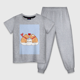 Детская пижама хлопок с принтом Пара капибара , 100% хлопок |  брюки и футболка прямого кроя, без карманов, на брюках мягкая резинка на поясе и по низу штанин
 | Тематика изображения на принте: 