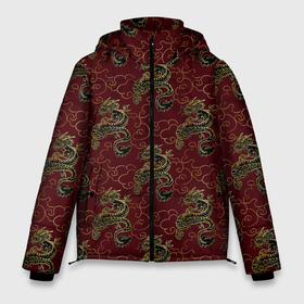 Мужская зимняя куртка 3D с принтом Азиатский стиль дракона в Белгороде, верх — 100% полиэстер; подкладка — 100% полиэстер; утеплитель — 100% полиэстер | длина ниже бедра, свободный силуэт Оверсайз. Есть воротник-стойка, отстегивающийся капюшон и ветрозащитная планка. 

Боковые карманы с листочкой на кнопках и внутренний карман на молнии. | 
