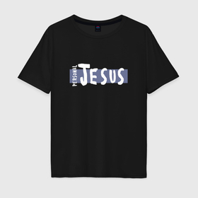 Мужская футболка хлопок Oversize с принтом Depeche Mode   personal jesus logo в Курске, 100% хлопок | свободный крой, круглый ворот, “спинка” длиннее передней части | Тематика изображения на принте: 