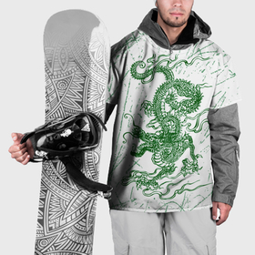 Накидка на куртку 3D с принтом Зеленый дракон татуировка в Санкт-Петербурге, 100% полиэстер |  | Тематика изображения на принте: 