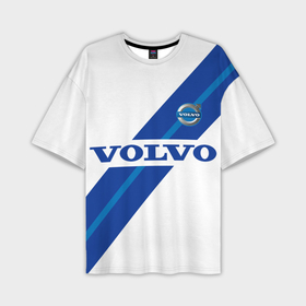 Мужская футболка oversize 3D с принтом Volvo   white and blue в Екатеринбурге,  |  | 