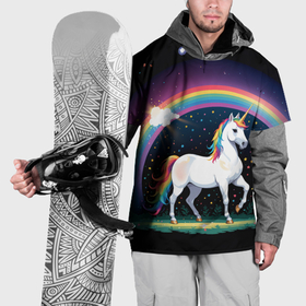Накидка на куртку 3D с принтом Единорог и радуга со звездами в Кировске, 100% полиэстер |  | Тематика изображения на принте: 