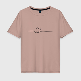 Мужская футболка хлопок Oversize с принтом Любовь в одну линию в Екатеринбурге, 100% хлопок | свободный крой, круглый ворот, “спинка” длиннее передней части | 