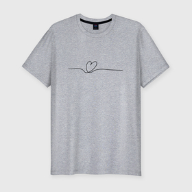 Мужская футболка хлопок Slim с принтом Любовь в одну линию в Екатеринбурге, 92% хлопок, 8% лайкра | приталенный силуэт, круглый вырез ворота, длина до линии бедра, короткий рукав | 