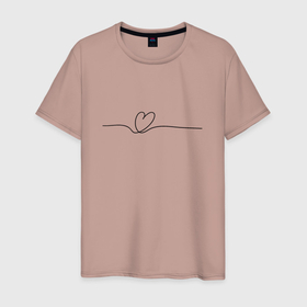 Мужская футболка хлопок с принтом Любовь в одну линию в Екатеринбурге, 100% хлопок | прямой крой, круглый вырез горловины, длина до линии бедер, слегка спущенное плечо. | 
