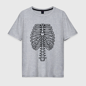 Мужская футболка хлопок Oversize с принтом Скелет рентген в Новосибирске, 100% хлопок | свободный крой, круглый ворот, “спинка” длиннее передней части | Тематика изображения на принте: 