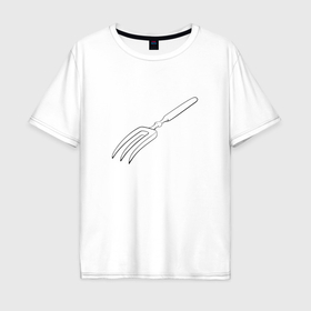Мужская футболка хлопок Oversize с принтом Невозможная вилка на светлом в Белгороде, 100% хлопок | свободный крой, круглый ворот, “спинка” длиннее передней части | 
