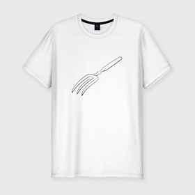 Мужская футболка хлопок Slim с принтом Невозможная вилка на светлом в Екатеринбурге, 92% хлопок, 8% лайкра | приталенный силуэт, круглый вырез ворота, длина до линии бедра, короткий рукав | 