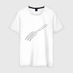 Мужская футболка хлопок с принтом Невозможная вилка на светлом в Санкт-Петербурге, 100% хлопок | прямой крой, круглый вырез горловины, длина до линии бедер, слегка спущенное плечо. | 