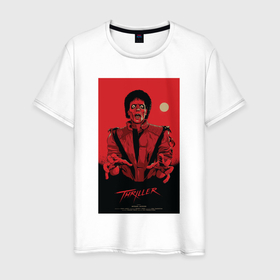 Мужская футболка хлопок с принтом Michael Jackson   thriller в Кировске, 100% хлопок | прямой крой, круглый вырез горловины, длина до линии бедер, слегка спущенное плечо. | 
