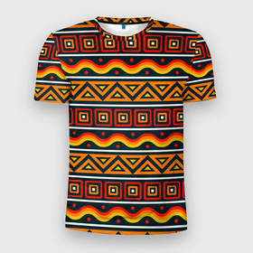 Мужская футболка 3D Slim с принтом Pattern of africa в Санкт-Петербурге, 100% полиэстер с улучшенными характеристиками | приталенный силуэт, круглая горловина, широкие плечи, сужается к линии бедра | 