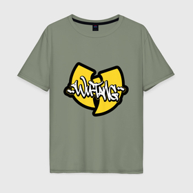 Мужская футболка хлопок Oversize с принтом Wu tang   logo в Курске, 100% хлопок | свободный крой, круглый ворот, “спинка” длиннее передней части | 