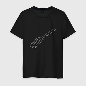 Мужская футболка хлопок с принтом Невозможная вилка на тёмном в Санкт-Петербурге, 100% хлопок | прямой крой, круглый вырез горловины, длина до линии бедер, слегка спущенное плечо. | 