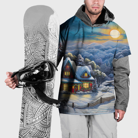 Накидка на куртку 3D с принтом Зимнее волшебство праздника , 100% полиэстер |  | Тематика изображения на принте: 