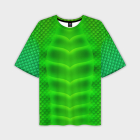 Мужская футболка oversize 3D с принтом Чешуя зеленого дракона в Екатеринбурге,  |  | Тематика изображения на принте: 