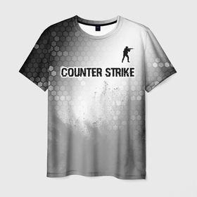 Мужская футболка 3D с принтом Counter Strike glitch на светлом фоне посередине , 100% полиэфир | прямой крой, круглый вырез горловины, длина до линии бедер | 