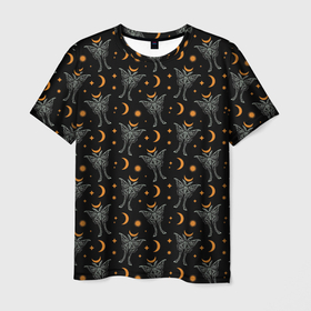 Мужская футболка 3D с принтом Лунные мотыльки в Курске, 100% полиэфир | прямой крой, круглый вырез горловины, длина до линии бедер | 