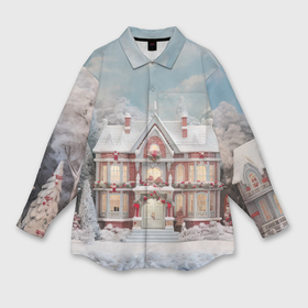 Мужская рубашка oversize 3D с принтом Звездное кружево новогодней ночи в Кировске,  |  | 