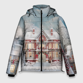 Мужская зимняя куртка 3D с принтом Звездное кружево новогодней ночи в Новосибирске, верх — 100% полиэстер; подкладка — 100% полиэстер; утеплитель — 100% полиэстер | длина ниже бедра, свободный силуэт Оверсайз. Есть воротник-стойка, отстегивающийся капюшон и ветрозащитная планка. 

Боковые карманы с листочкой на кнопках и внутренний карман на молнии. | Тематика изображения на принте: 