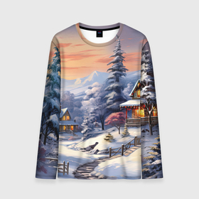 Мужской лонгслив 3D Еловая мелодия праздника: в городе Новоалтайск, 100% полиэстер | длинные рукава, круглый вырез горловины, полуприлегающий силуэт |
