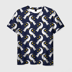 Мужская футболка 3D с принтом Ночная птица в Екатеринбурге, 100% полиэфир | прямой крой, круглый вырез горловины, длина до линии бедер | 