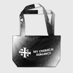 Пляжная сумка 3D с принтом My Chemical Romance glitch на темном фоне по горизонтали , 100% полиэстер | застегивается на металлическую кнопку; внутренний карман застегивается на молнию. Стенки укреплены специальным мягким материалом, чтобы защитить содержимое от несильных ударов
 | 
