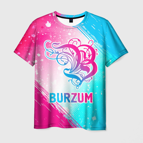 Мужская футболка 3D с принтом Burzum neon gradient style в Тюмени, 100% полиэфир | прямой крой, круглый вырез горловины, длина до линии бедер | Тематика изображения на принте: 