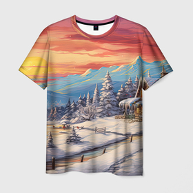Мужская футболка 3D с принтом Северное сияние веселья в Санкт-Петербурге, 100% полиэфир | прямой крой, круглый вырез горловины, длина до линии бедер | 