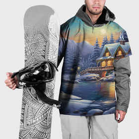 Накидка на куртку 3D с принтом Волшебство зимней ночи , 100% полиэстер |  | Тематика изображения на принте: 