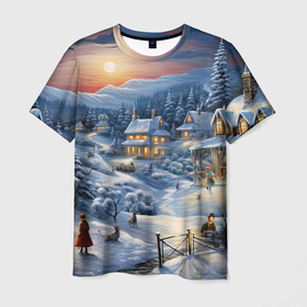 Мужская футболка 3D с принтом Морозный карнавал праздника в Рязани, 100% полиэфир | прямой крой, круглый вырез горловины, длина до линии бедер | 