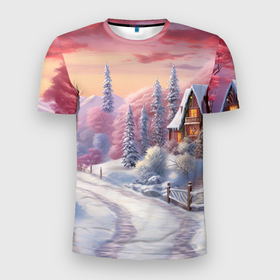 Мужская футболка 3D Slim с принтом Волшебное сияние новогодних огней в Санкт-Петербурге, 100% полиэстер с улучшенными характеристиками | приталенный силуэт, круглая горловина, широкие плечи, сужается к линии бедра | 