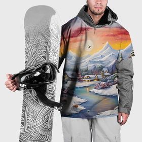 Накидка на куртку 3D с принтом Зимнее кружево праздника , 100% полиэстер |  | Тематика изображения на принте: 