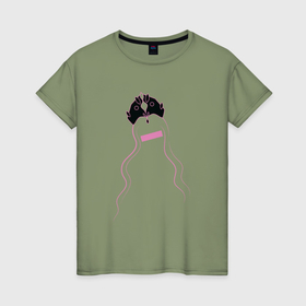 Женская футболка хлопок с принтом Девушка без имени в Екатеринбурге, 100% хлопок | прямой крой, круглый вырез горловины, длина до линии бедер, слегка спущенное плечо | 