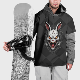 Накидка на куртку 3D с принтом Агрессивный заяц в Петрозаводске, 100% полиэстер |  | Тематика изображения на принте: 