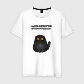 Мужская футболка хлопок с принтом Коты  шерсть как приправа в Екатеринбурге, 100% хлопок | прямой крой, круглый вырез горловины, длина до линии бедер, слегка спущенное плечо. | 