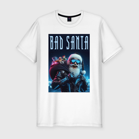 Мужская футболка хлопок Slim с принтом Bad santa   ai art в Екатеринбурге, 92% хлопок, 8% лайкра | приталенный силуэт, круглый вырез ворота, длина до линии бедра, короткий рукав | 