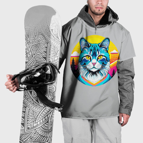Накидка на куртку 3D с принтом Нейросеть   кот в стиле граффити в Кировске, 100% полиэстер |  | 