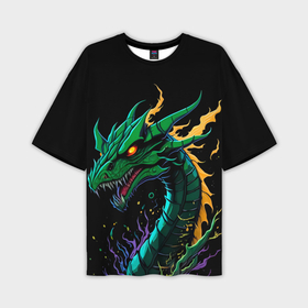 Мужская футболка oversize 3D с принтом Голова дракона   фэнтези в Санкт-Петербурге,  |  | 