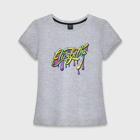 Женская футболка хлопок Slim с принтом Елизавета имя яркий граффити в Курске,  |  | Тематика изображения на принте: 