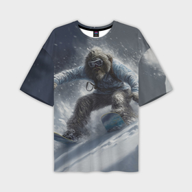 Мужская футболка oversize 3D с принтом Йетти на лыжах в Санкт-Петербурге,  |  | 