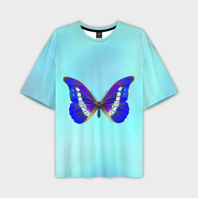 Мужская футболка oversize 3D с принтом Бабочка морфо менелая в Белгороде,  |  | Тематика изображения на принте: 
