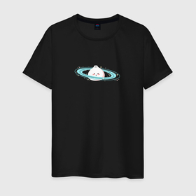 Мужская футболка хлопок с принтом Пельмешек Сатурн в Санкт-Петербурге, 100% хлопок | прямой крой, круглый вырез горловины, длина до линии бедер, слегка спущенное плечо. | 